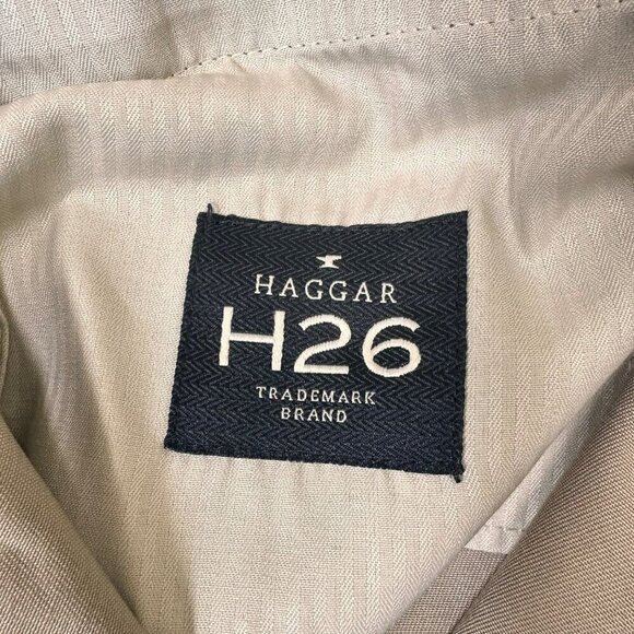 Haggar Dress Pants Mens 38x30 Khaki H26 Performance Flat Front Chino No Iron - Picture 7 of 11